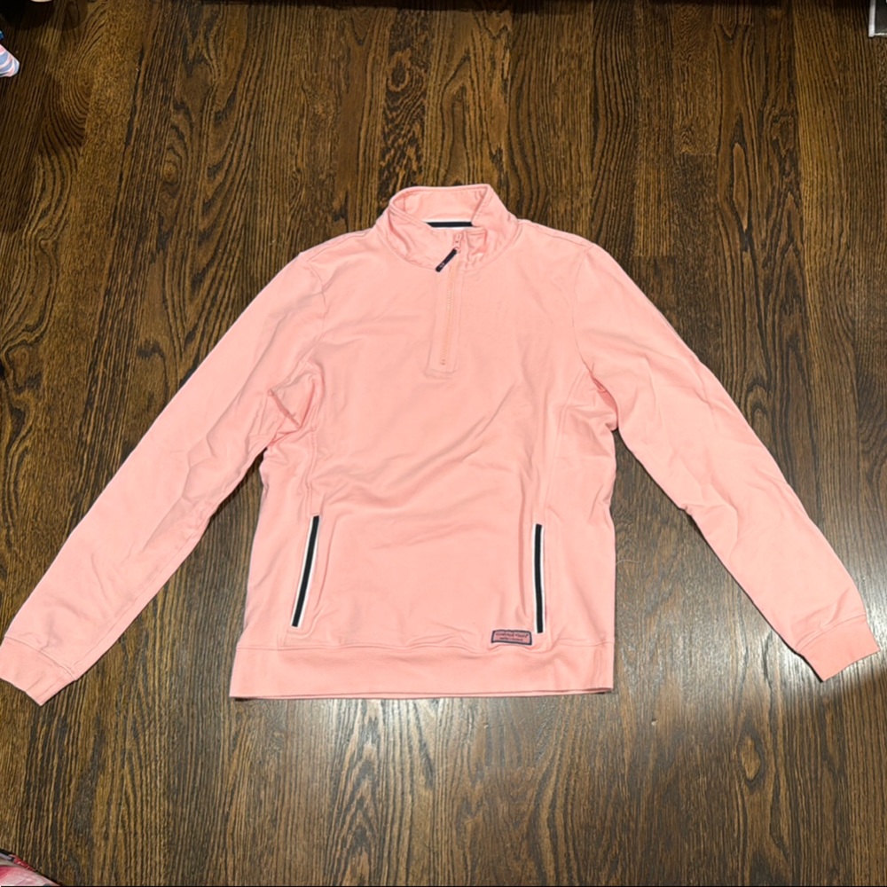 Vineyard Vines Coral Pullover with Navy Accents
